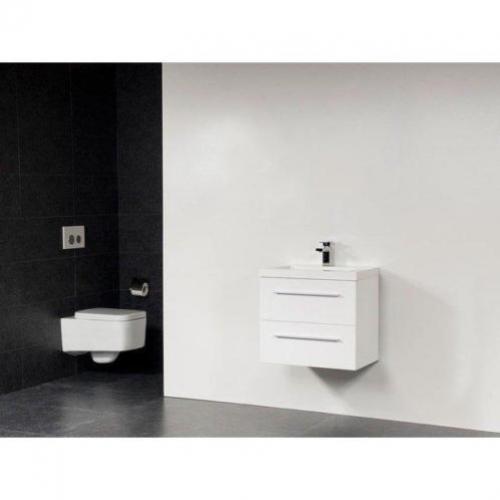 Saniclass XXS 80 badmeubel kunstmarmer 1 kraangat wit