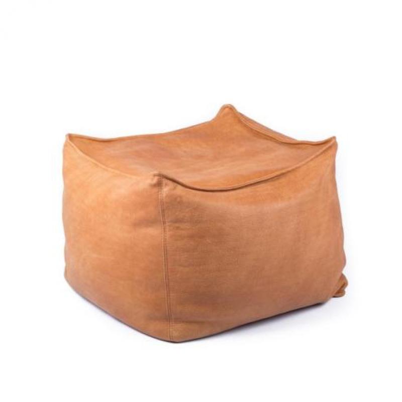 Leren poef Surprise cognac leer, diverse kleuren, handgemaak