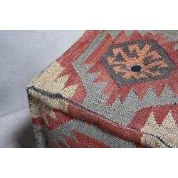 Landelijke Kelim Poef Puur Vintage Voetenbank Bohemian Poef