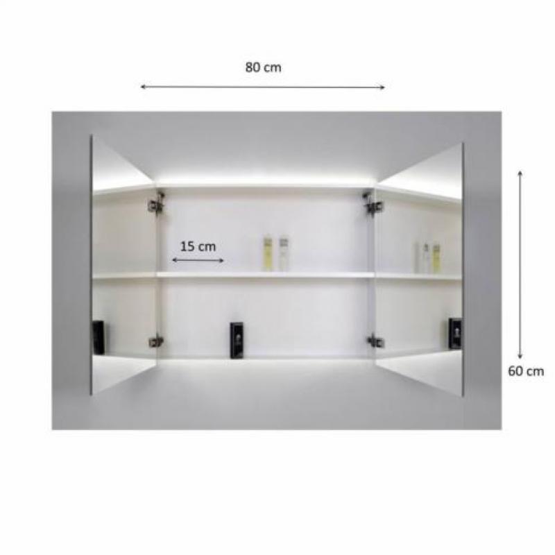 Spiegelkast Sanicare Qlassics Ambiance 80 cm 2 Deuren Zij...