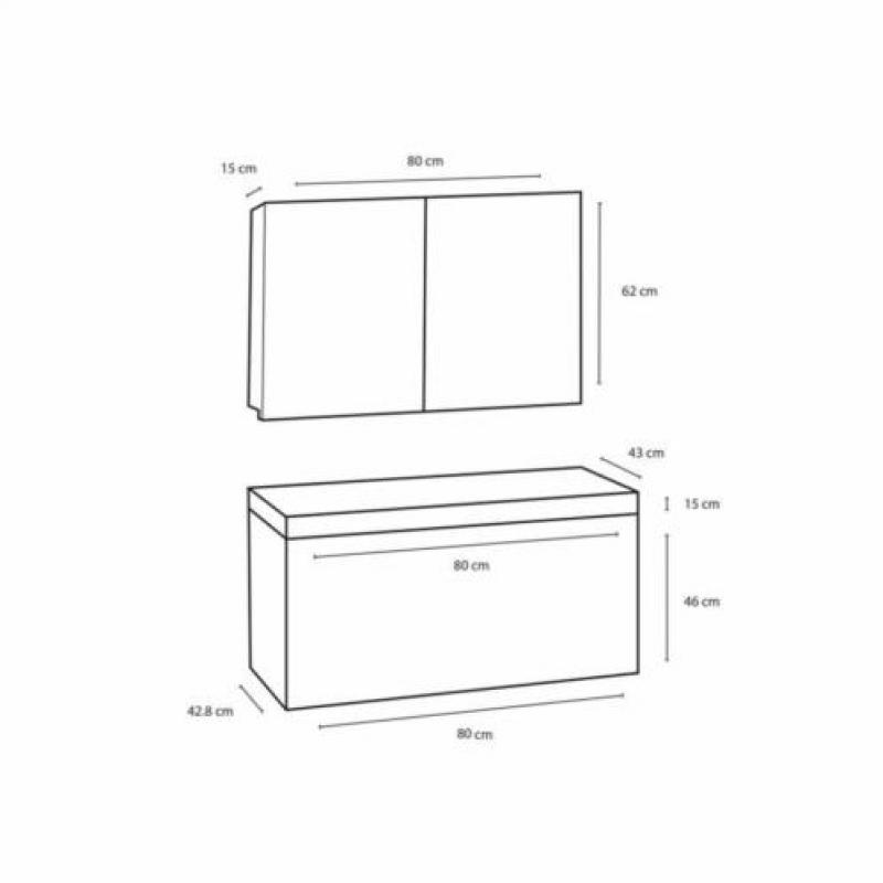 Badmeubelset Differnz The Collection 80x43x61 cm Grijs/Zw...