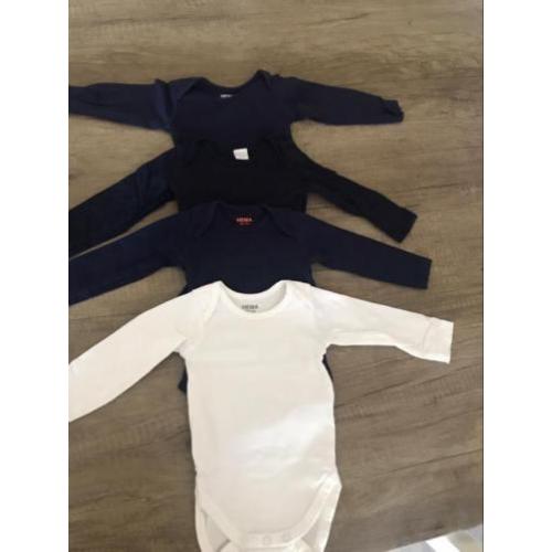 4 mooie stretch Hema rompers maat 50 - 56 lange mouw