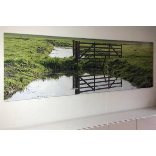 Foto verlijmd achter acrylaat 30x150 cm